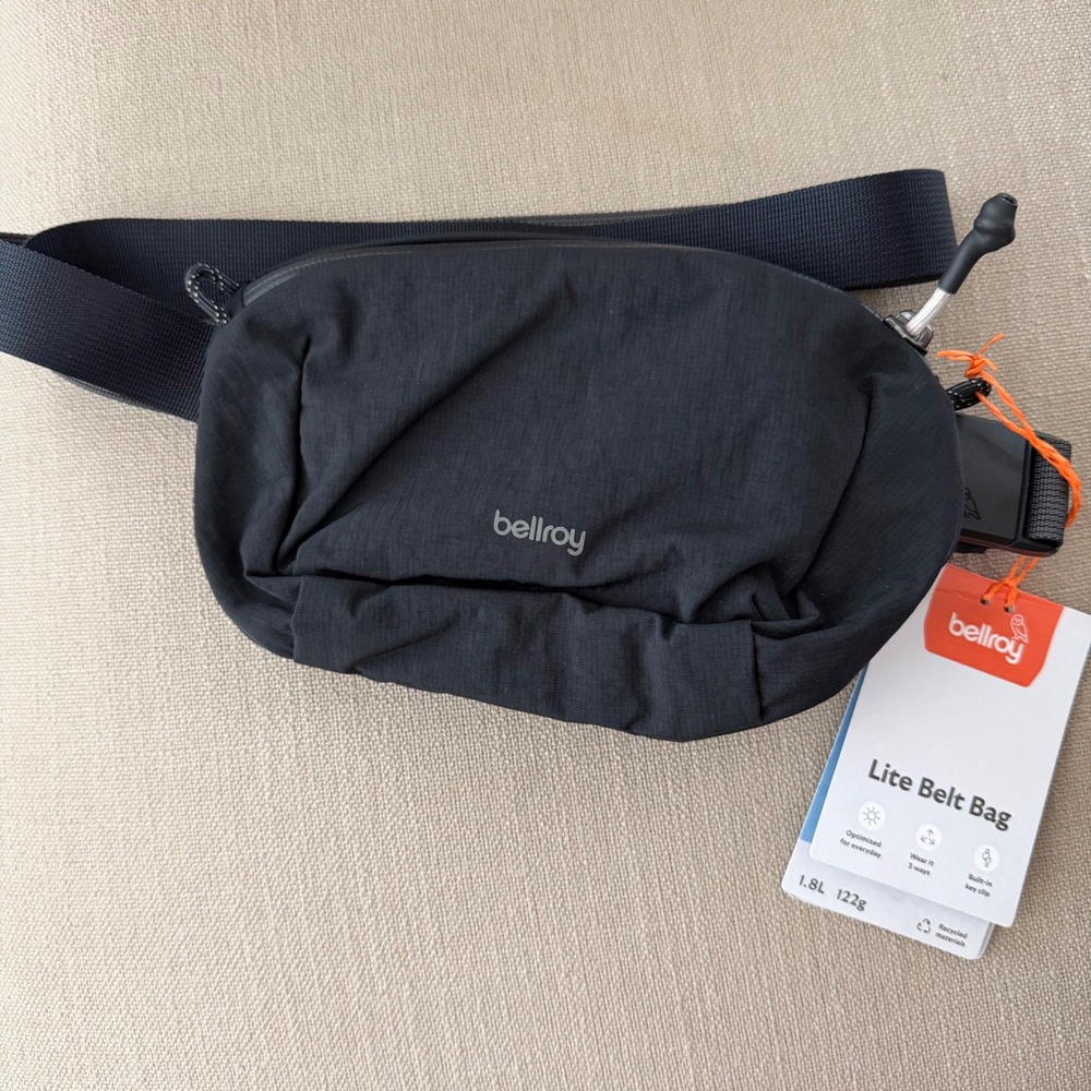 Bellroy Lite Belt Bag Black 1.8L Recycled Nylon Crossbody Fanny Pack NWT New